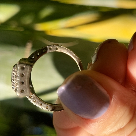 Vintage sterling and square cut blue Topaz ring size7 - Picture 5 of 6